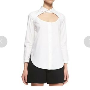 CARVEN Cutout-Front Poplin Blouse